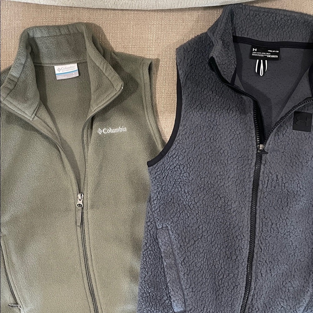 Columbia Kids' Olive and Gray Fleece Vests